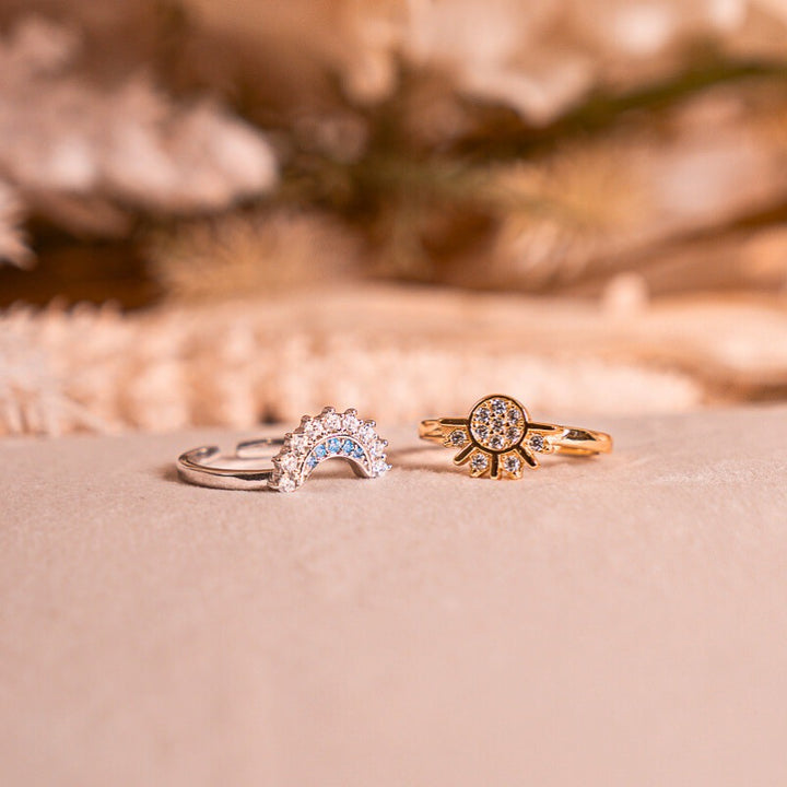 Mother & Daughter - Sun & Moon Ring Set