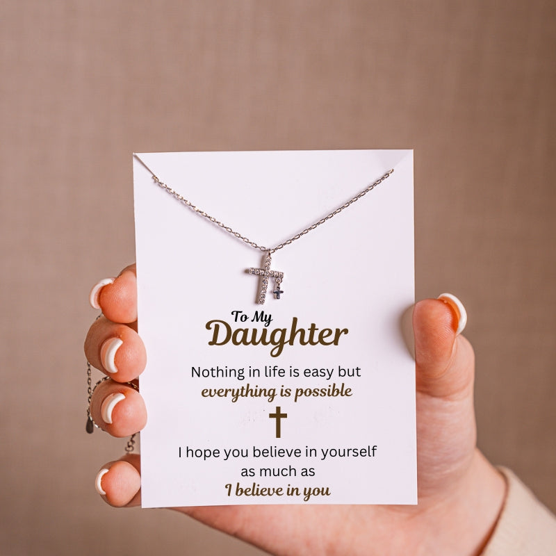 To My Daughter - Double Cross Necklace