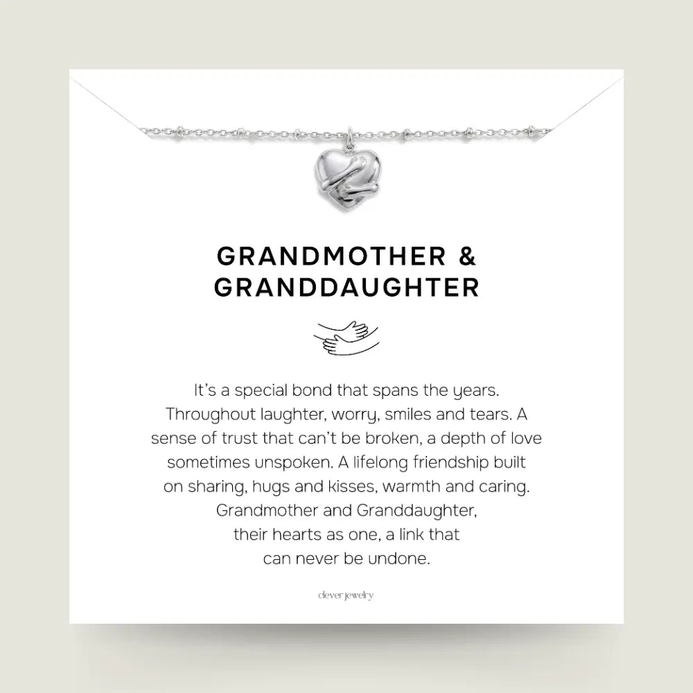 Grandmother & Granddaughter - Silver Hug Necklace