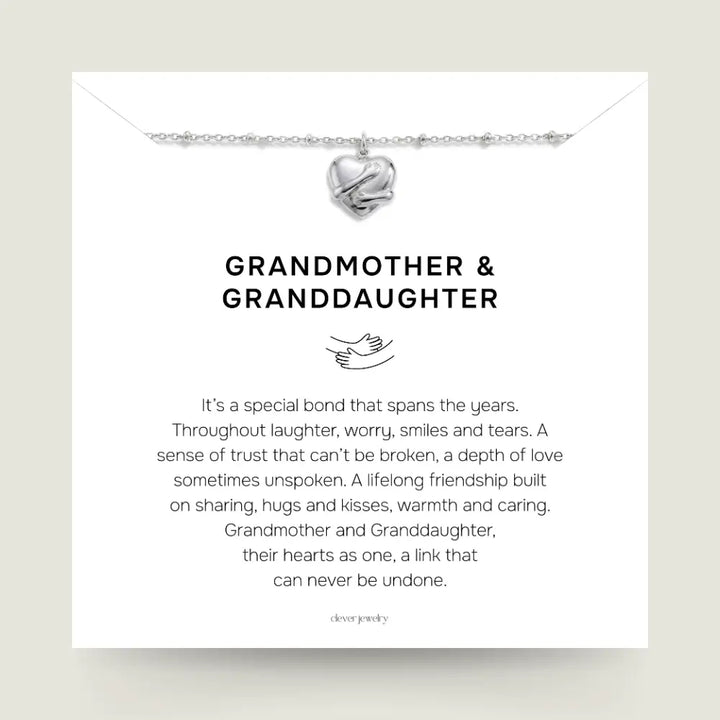 Grandmother & Granddaughter - Silver Hug Necklace