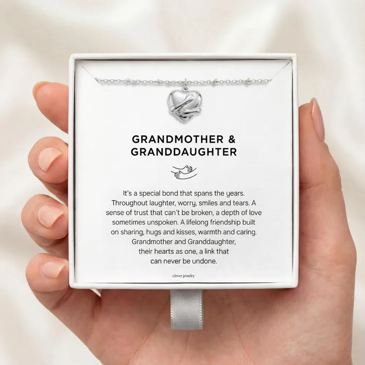 Grandmother & Granddaughter - Silver Hug Necklace