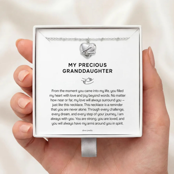My Precious Granddaughter - Silver Hug Necklace